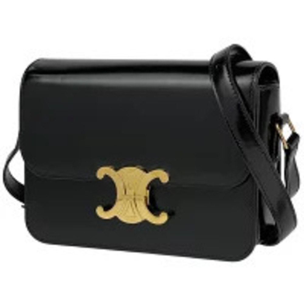 Celine Teen Triomphe Bag Shoulder Leather Black